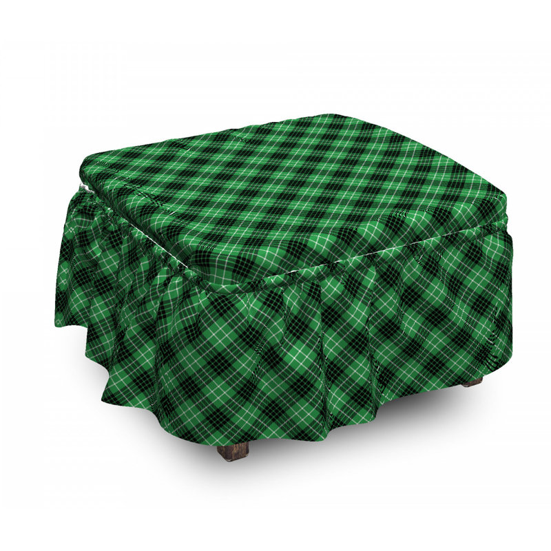 Housse pour vert repose-pieds en diagonale tartan