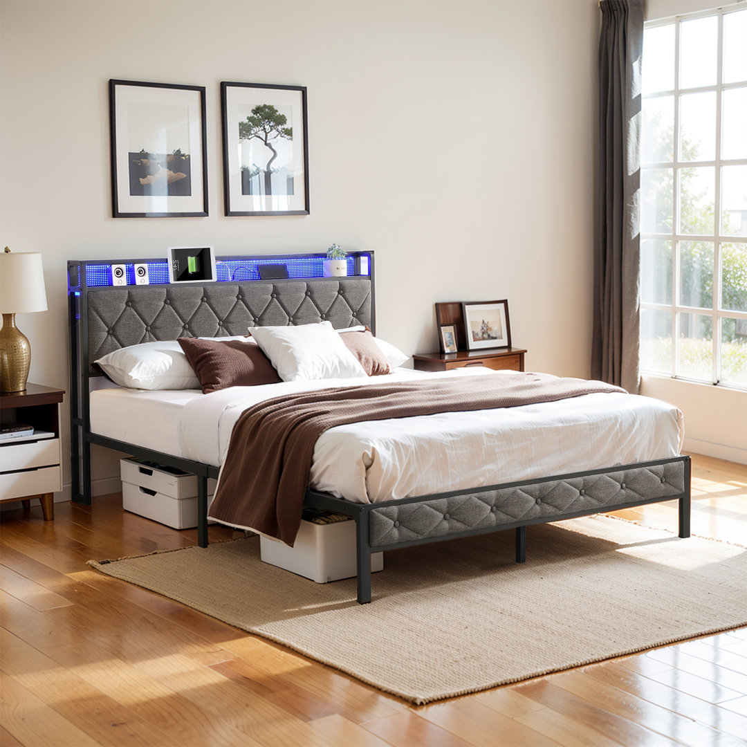 Ilenas 42" Bed with RGB lighting and charging Wrought Studio™