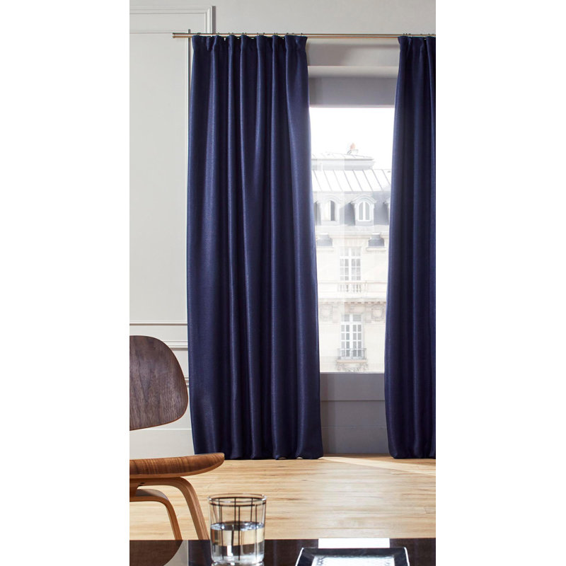 Coconut Semi Sheer Single Curtain Panel, 145 W x 280 D cm, Dark Night Blue
