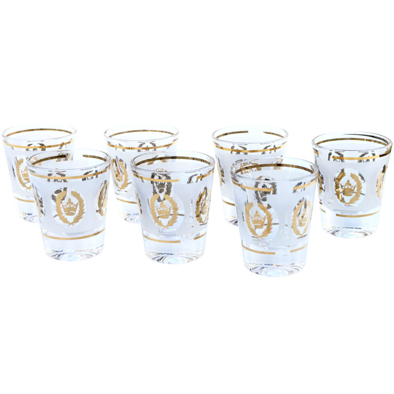 Ensemble de 7 verres à paille givrés Vintage Golden