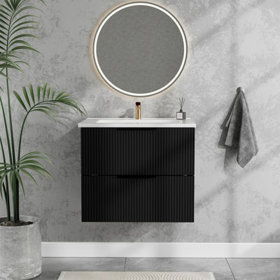Meuble-lavabo mural 24 po avec évier flottant mural et évier en céramique