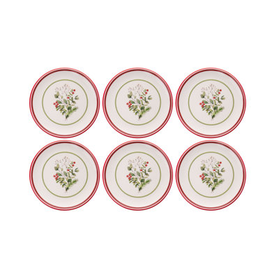 Elegant Christmas Dessert Plate Set (6 Pieces), 100% Ceramic, 7.6 x 7.6 x 0.8 inches | Dishwasher & Microwave Safe | Perfect for Holiday Celebrations, Festive Gatherings & Seasonal Entertaining