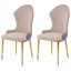 Ensemble de 2 fauteuils de salle à manger avec accoudoirs bas inclinés, revêtement en tissu brun clair et pieds en métal doré, support à oreilles, L 20,5 po x l 21,5 po x H 38,5 po