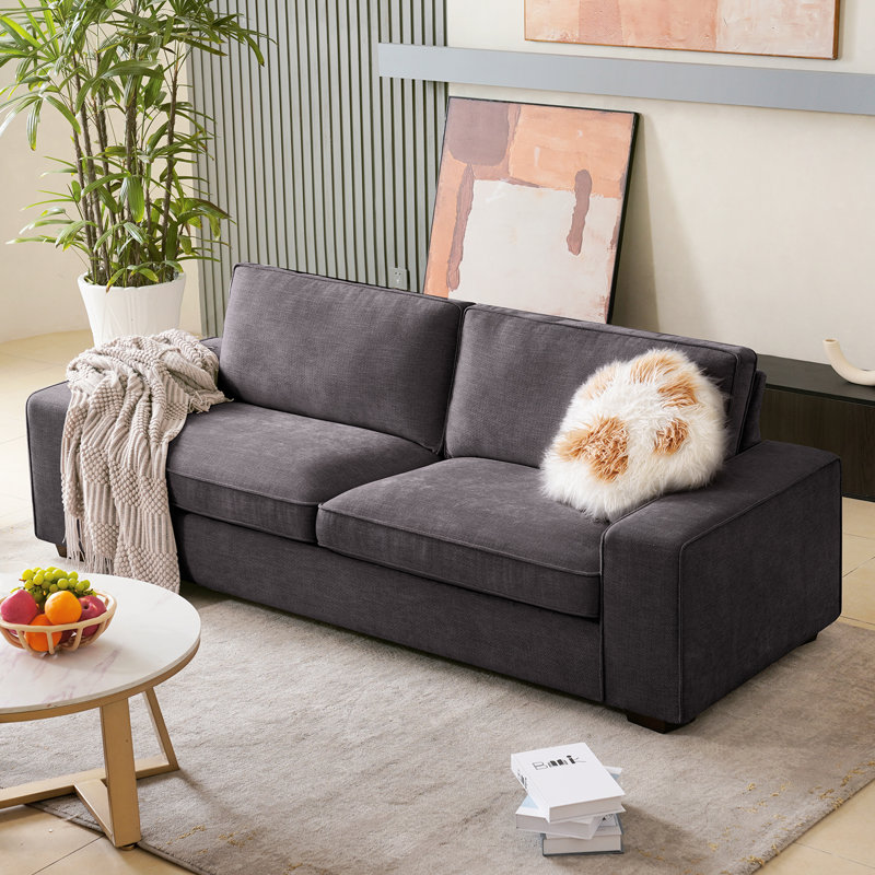 Pinederosa 88.58'' Chenille Square Arm Sofa, Dark Gray