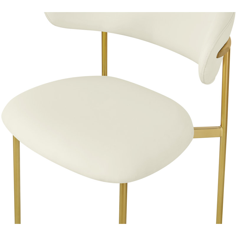 Klajus Upholstered Back Side Chair Dining Chair, Brushed Gold, Cream Vegan Leather