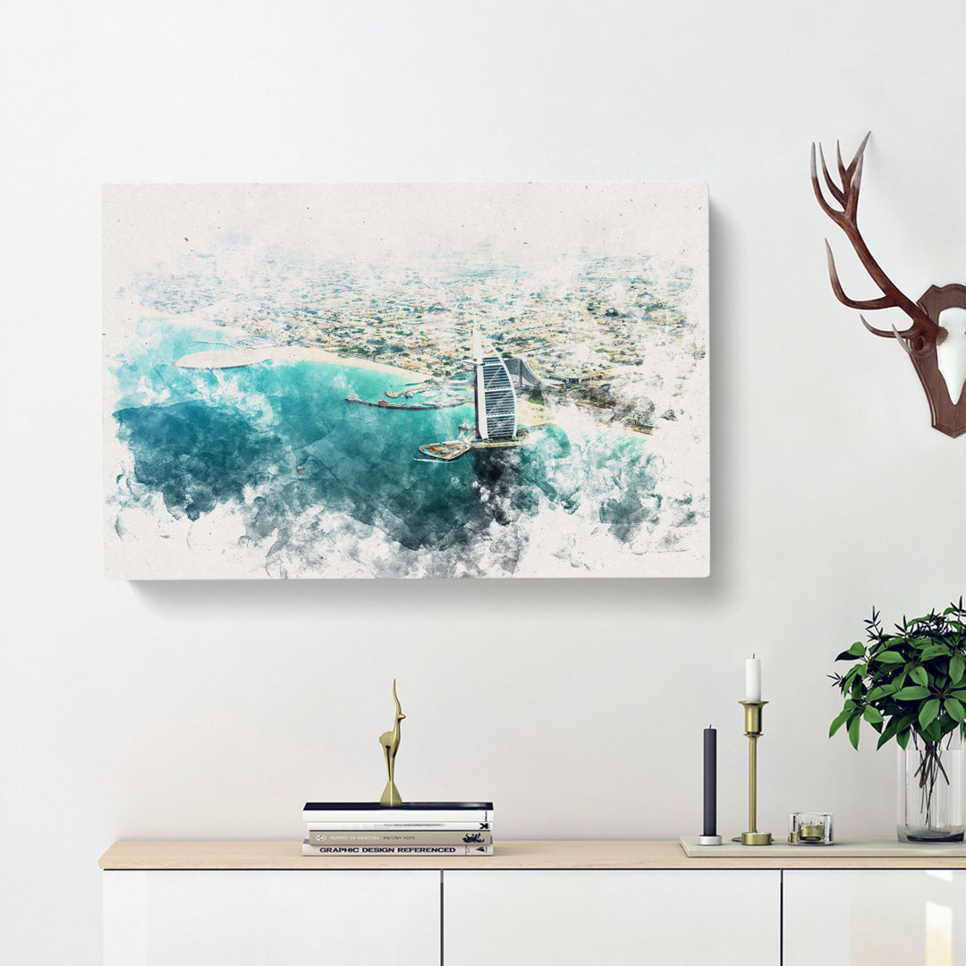 Burj Al Arab Hotel Dubai Skyline - Wrapped Canvas