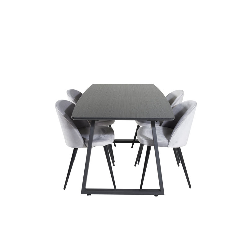 Chatman 4 - Person Dining Set, Grey, Black, Grey