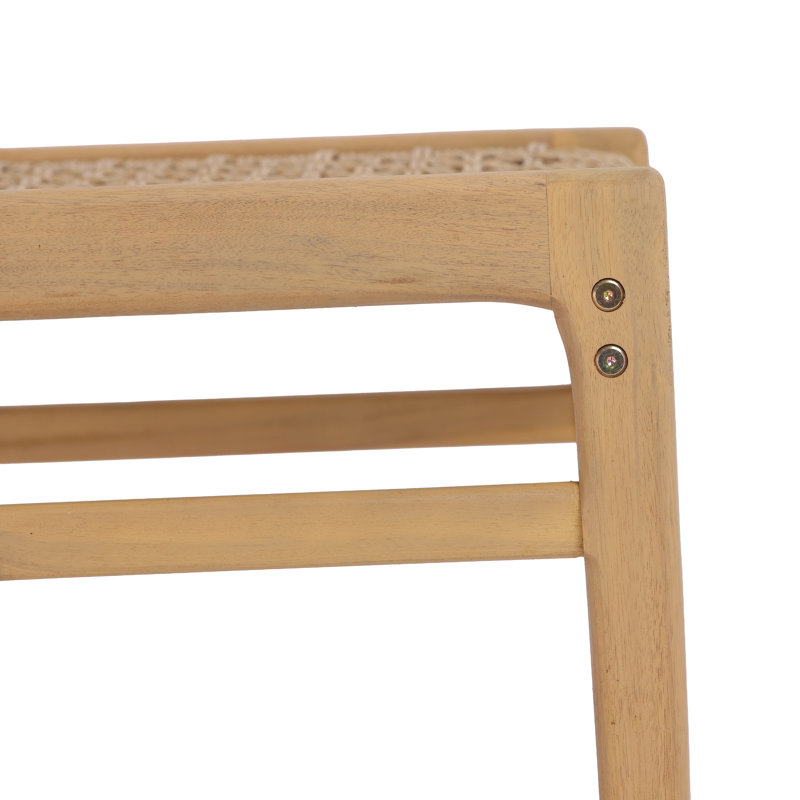 Ensemble repas d'extérieur en bois d'acacia 6 personnes avec osier tissé à la main Solvire, Light Brown Wicker/Light Teak