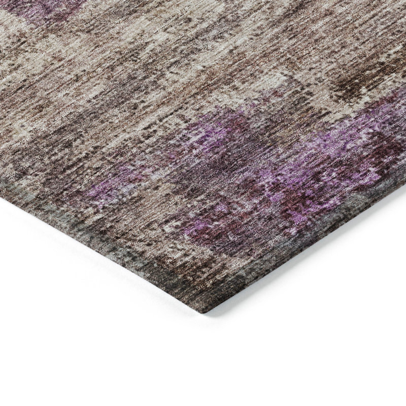 Blush and Gray Machine Washable Indoor/Outdoor Rug 30" x 20"