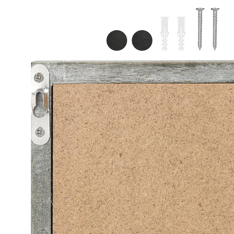 Tableau noir mural avec tablette de présentation et 5 crochets doubles en métal, blanc gris, Vert olive