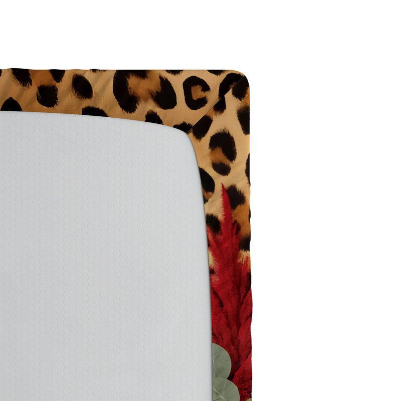 Drap-housse léopard Ambesonne_ Grand chat sur canapé modulaire_ Saumon rouge abricot foncé