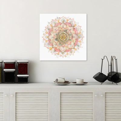 Boho Tropical Mandala On White Bohemian Floral Geometric Art