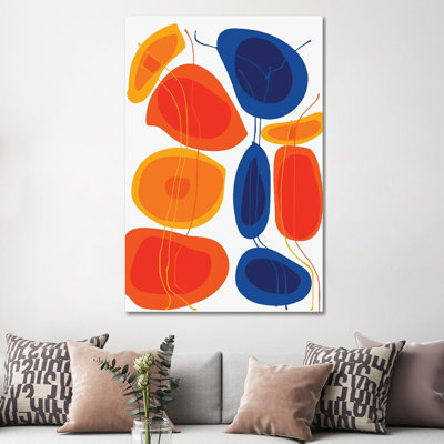 Orange And Blue Flowers by Emmanuel Signorino - Wrapped Canvas Print