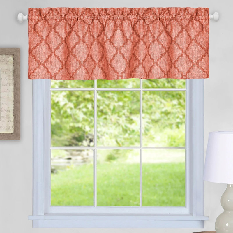 Orange Geometric Trellis 58'' Rod Pocket Window Valance