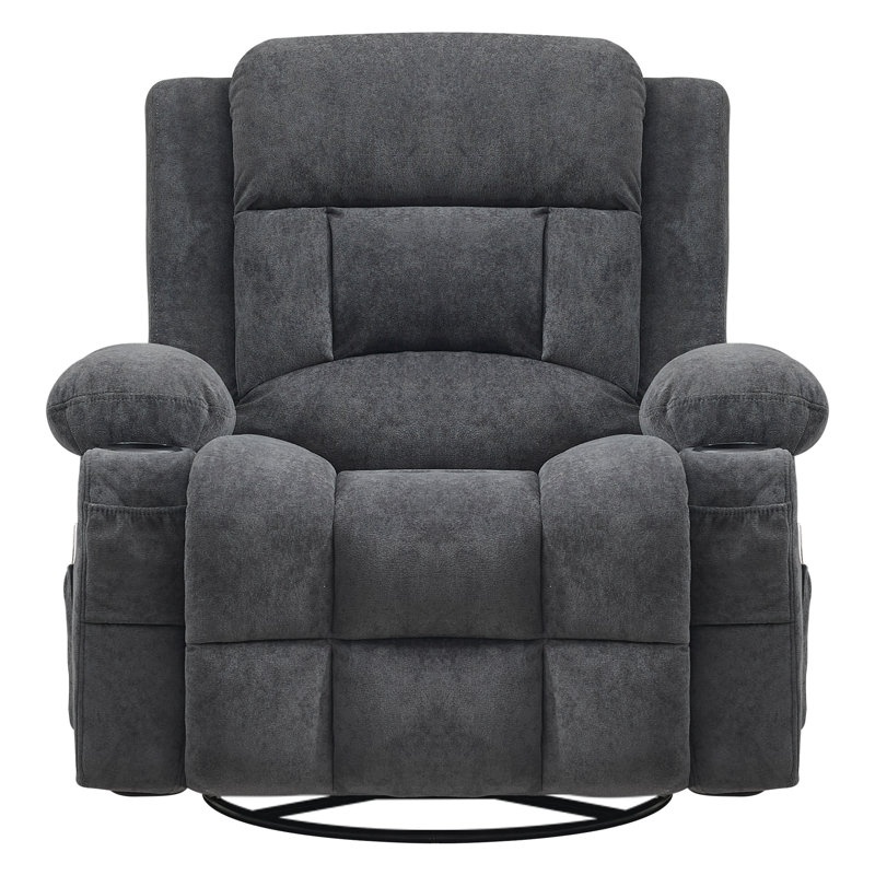 Fauteuil inclinable pivotant de massage, Gris + cuir + espace de vie primaire