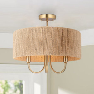 Stephane 3 - Light 17.71'' Shaded Drum Semi Flush Mount with Fabric Accents