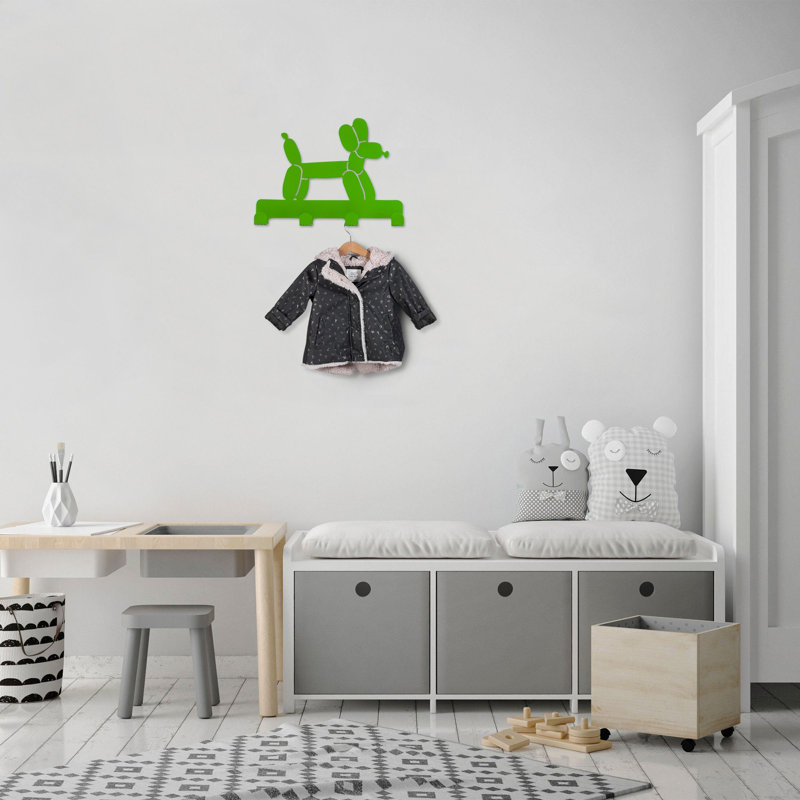 Portemanteau mural en métal à 4 crochets, Vert