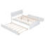 Cadre de lit double moderne avec lit gigogne simple et 2 tiroirs pour blanc brillant et blanc délavé-1486629508