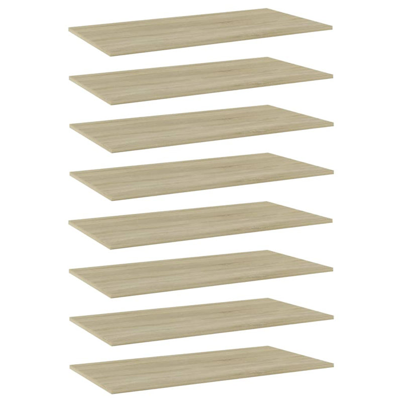 Tablettes pour bibliothèque 8 pièces en bois d'ingénierie, (8 tablettes) H 0,6 po x l 31,5 po x P 11,8 po, Chêne