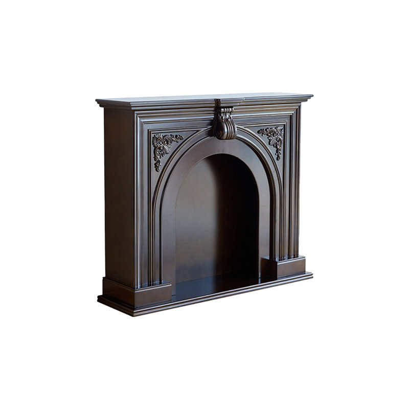 Nut-Brown Solid Wood Freestanding Fireplace