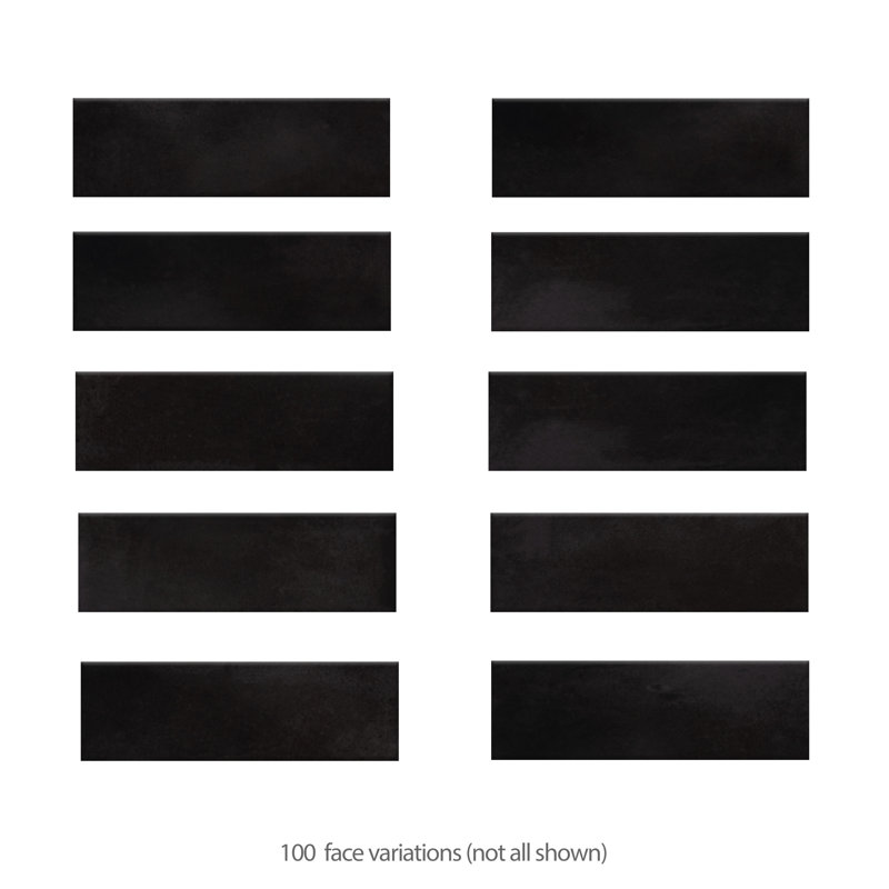 Coco 2" x 6" Porcelain Subway Wall Tile, Black Hat