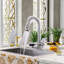 Brushed Nickel Finish Kitchen Faucet With Pull-down Sprayer 3 Spray Patterns Pull-down Function, Single-handle Control, Durable Construction Ideal For Kitchen Sinks