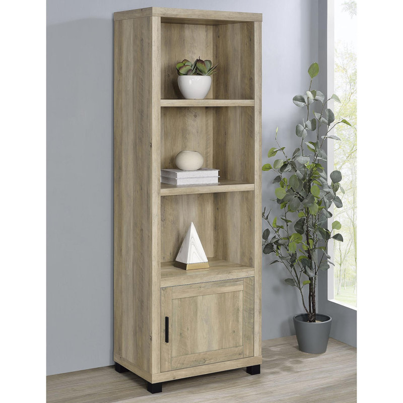 Tour média en bois d'ingénierie à 3 tablettes Vivek, Blanc délavé naturel