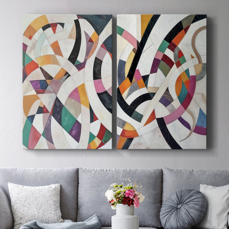 ABSTRACT Series LXV III - Toile tendue avec châssis de qualité supérieure - Prêt à être accroché, H 60 po x l 80 po