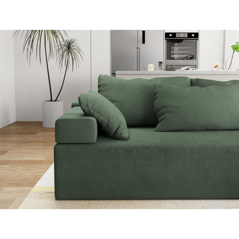 Canapé modulaire 2 pièces Boneless, Chenille verte, Orienté à droite