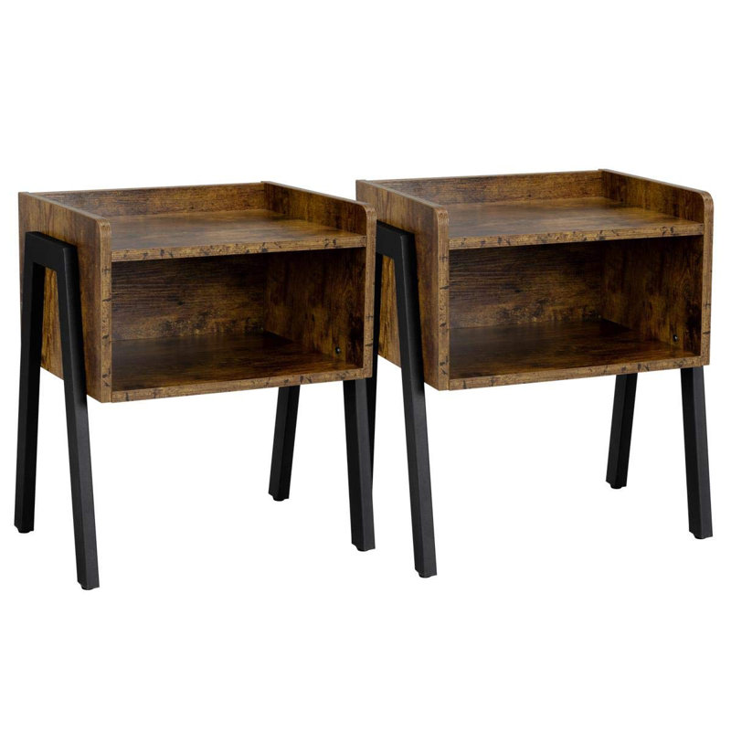 Industrial Bedside Table Nightstand Stackable End Table With Open Front Storage