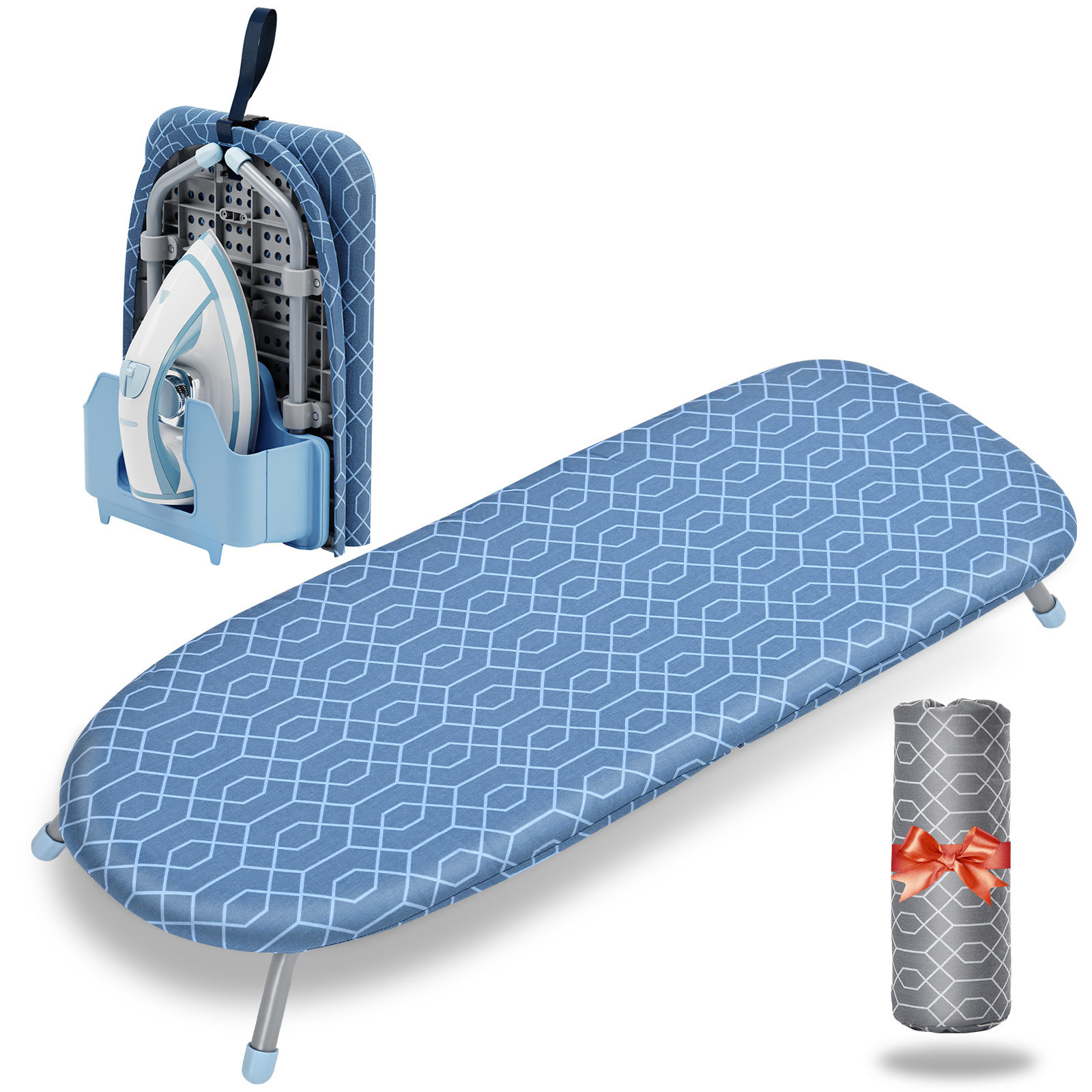 KINGRACK Metal Tabletop Folding Ironing Board with Heat Resistant