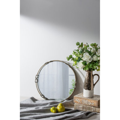 Plateau miroir argenté rond D16.1X2 "Valentina