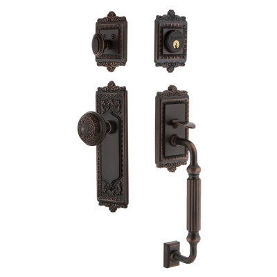Windsor Handleset with Single Cylinder Deadbolt and Door Knob and Rosette
