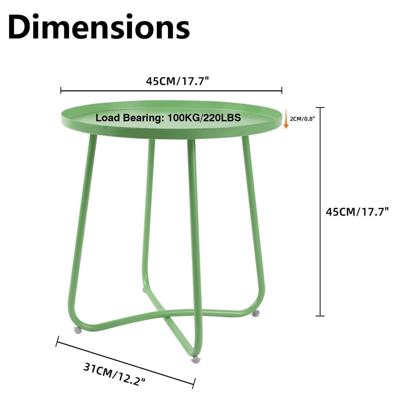 Tables d'appoint rondes en métal, Vert