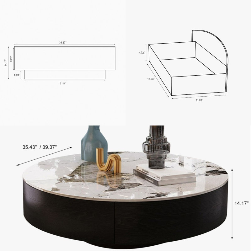 Table basse Arquilla, H 14,17 po x L 39,37 po x l 39,37 po