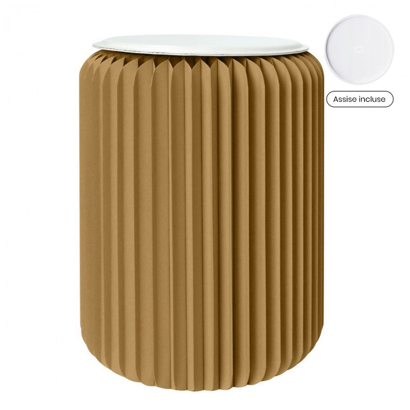 Cardboard Accent Stool, Brown/White