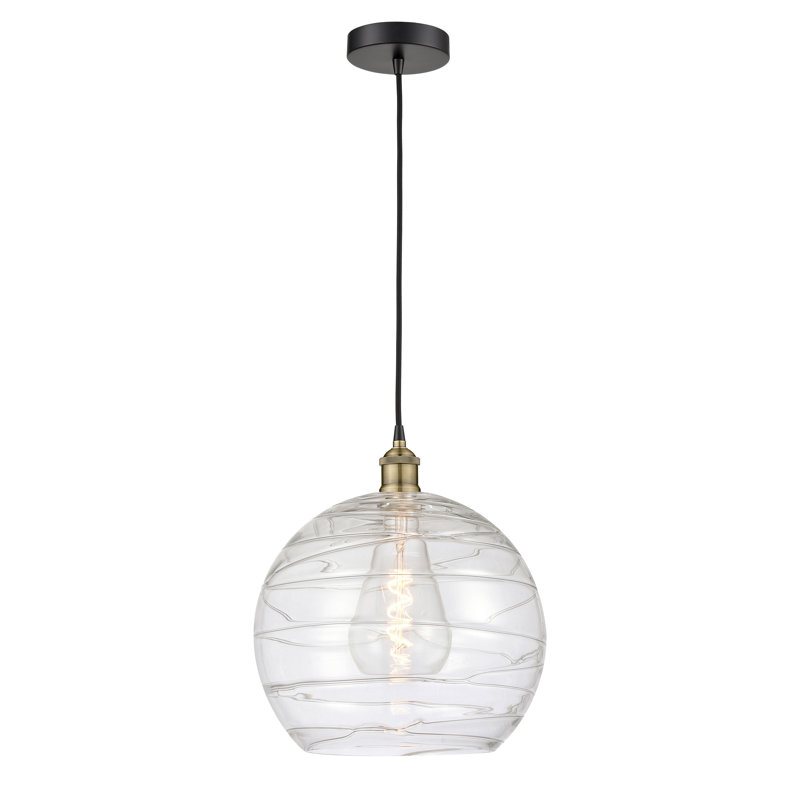 Luminaire suspendu en forme de globe à 1 lumière Mullins, Ampoule non incluse, Laiton antique noir