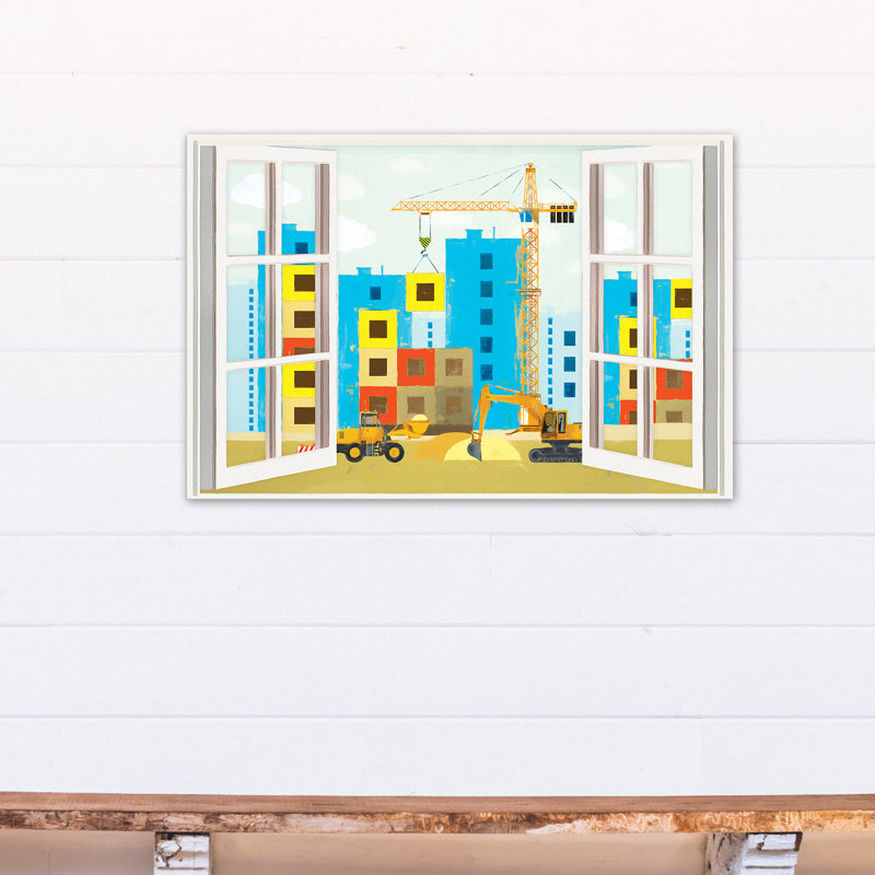 Art sur toile, "Fontanez City Construction Window", H 24 po x l 36 po x P 1,25 po