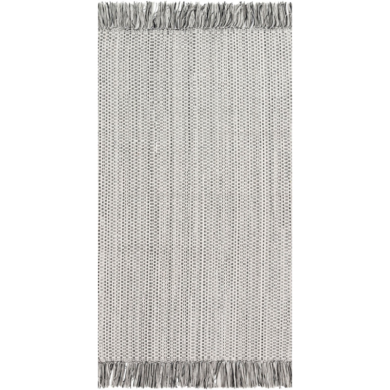 Tapis gris en coton noué à la main Christon, Rectangle 2 pi 3 po x 3 pi 9 po
