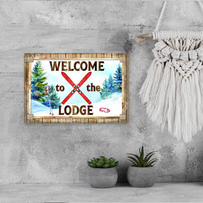 «Welcome To The Lodge», art mural paysage forestier contemporain rustique