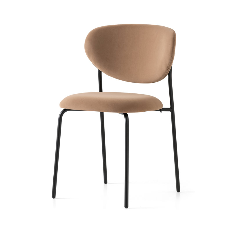 Cozy Upholstered Chair with Metal Frame, Burgundy, Matt Black