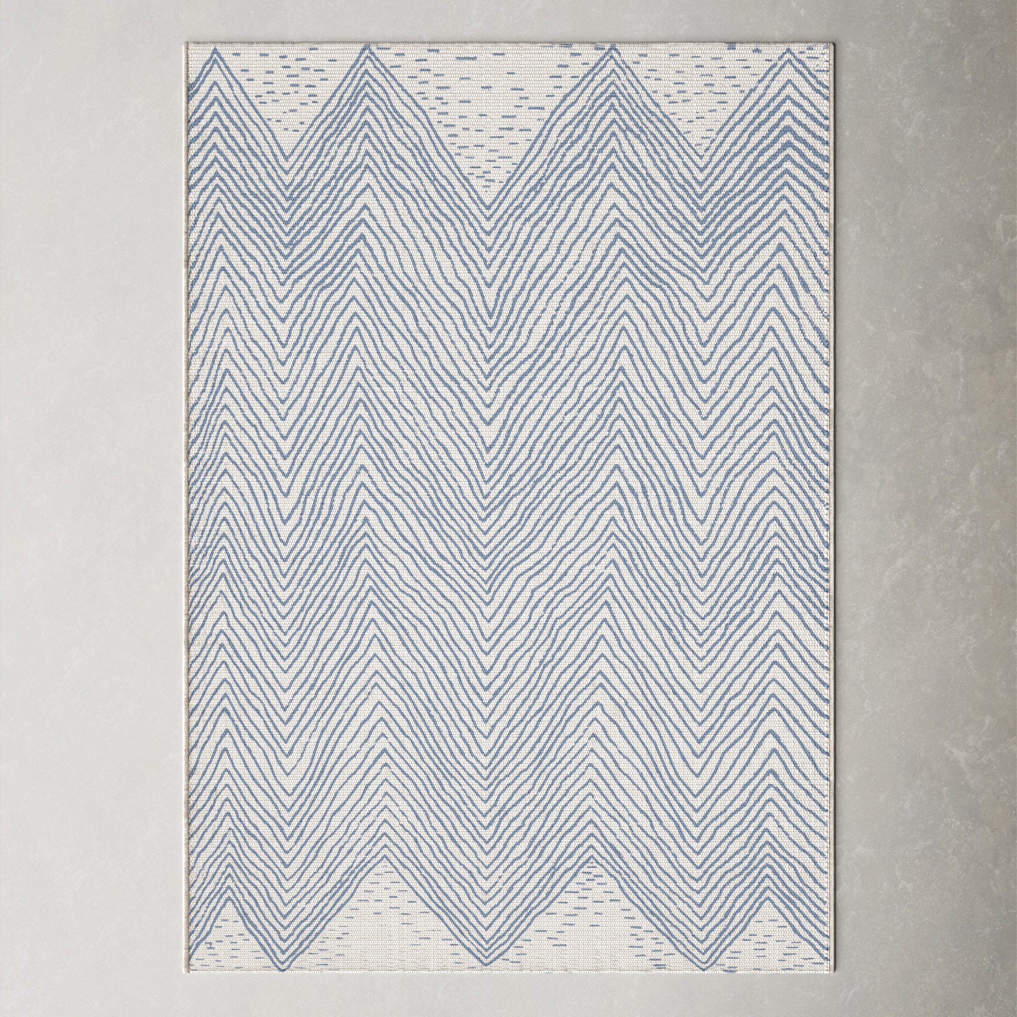 Dunham Abstract Indoor/Outdoor Area Rug for Living Room Patio Deck Front Porch Kitchen, Blue/Ivory, Rectangle 10' x 14'