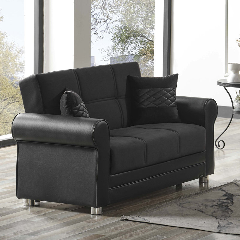 Causeuse convertible avec rangement Collection, PU, Noir, noir, noir, noir