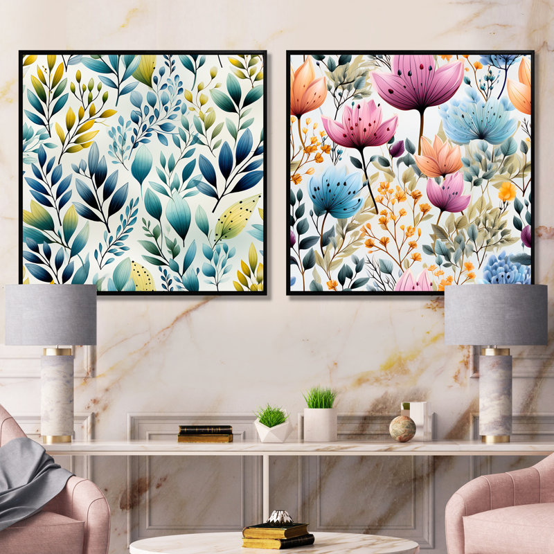 Henriksen - Ensemble de 2 reproductions d'art sur toile, Cadre noir, H 36 po x l 73 po x P 1,5 po