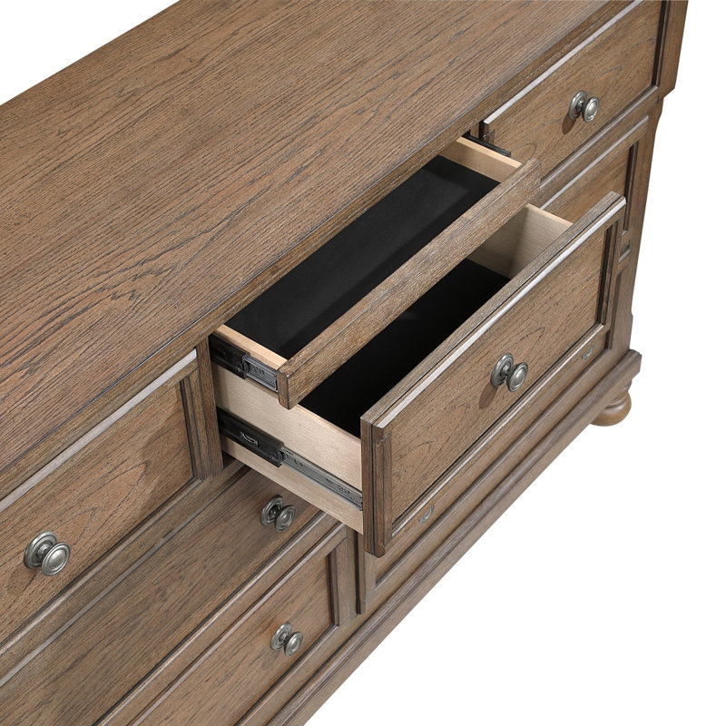 Commode de style transitionnel brun antique avec commode à bijoux 7X