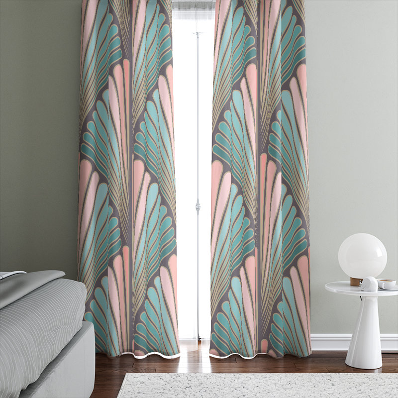 Rideaux semi-transparents géométriques avec ventilateur, l 40 po x L 61 po
