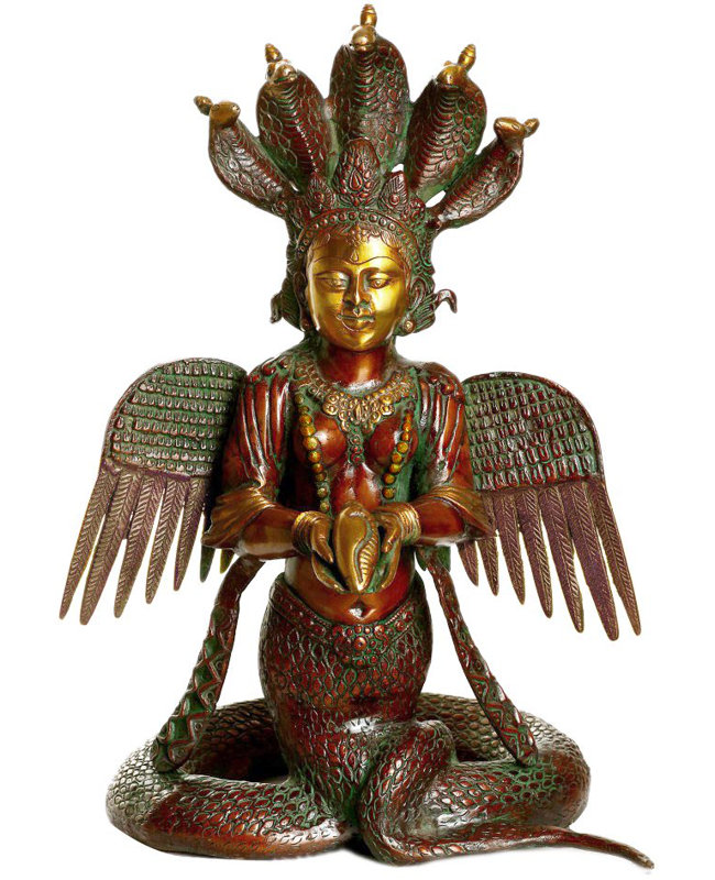 Figurine Naga Kanya, Brun / Rouge / Vert
