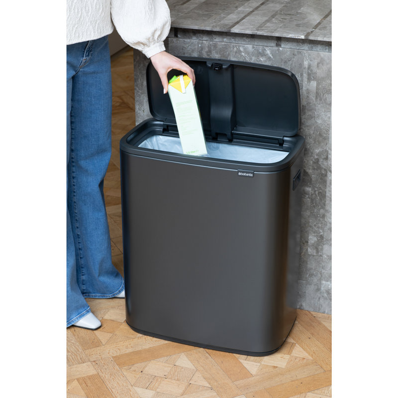 Bo Touch Bin, 60 litre, with 1 inner Plastic Bucket, Matt Black
