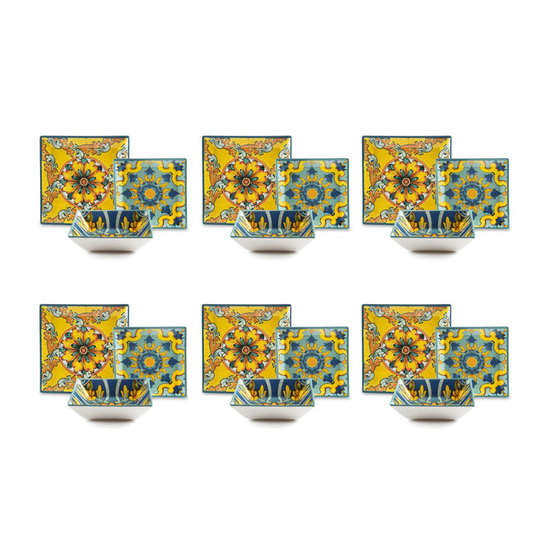 Trinacria Piece Ceramic Dinnerware Set - Service for 6