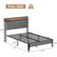 Lit double tapissier à DEL avec tête de rangement, lumières RVB, gris-66292788